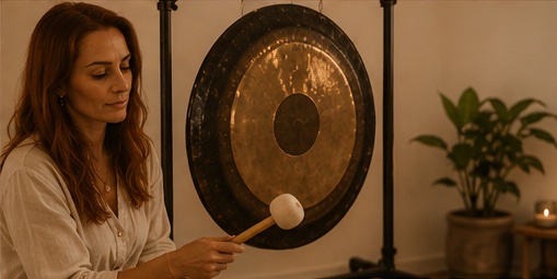 Diana playing the gong